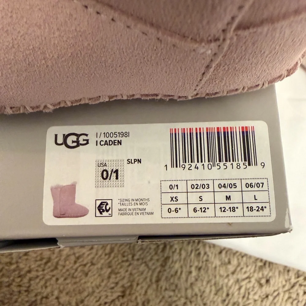 UGG Soft Pink Infant Booties 0-6 M - Picture 7 of 9
